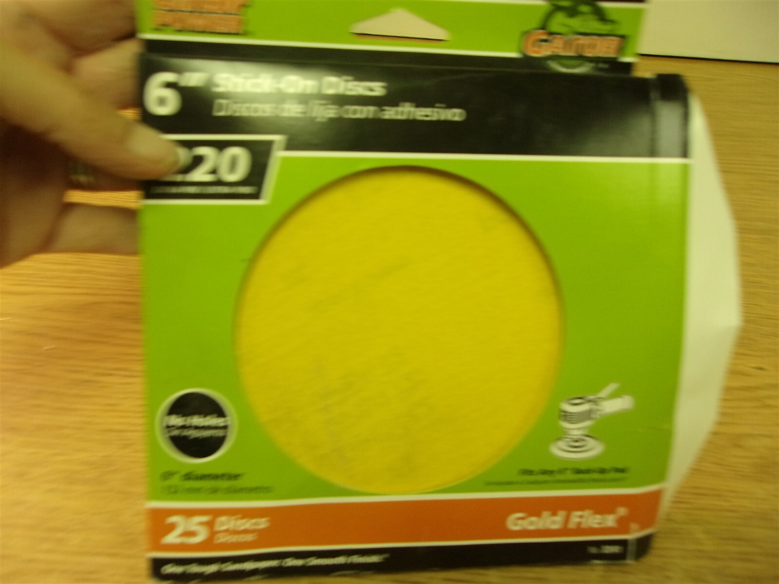 NEW Gator Power 6″ Stick ON Discs 220 Extrafine Gold Flex 3241 Box of 25