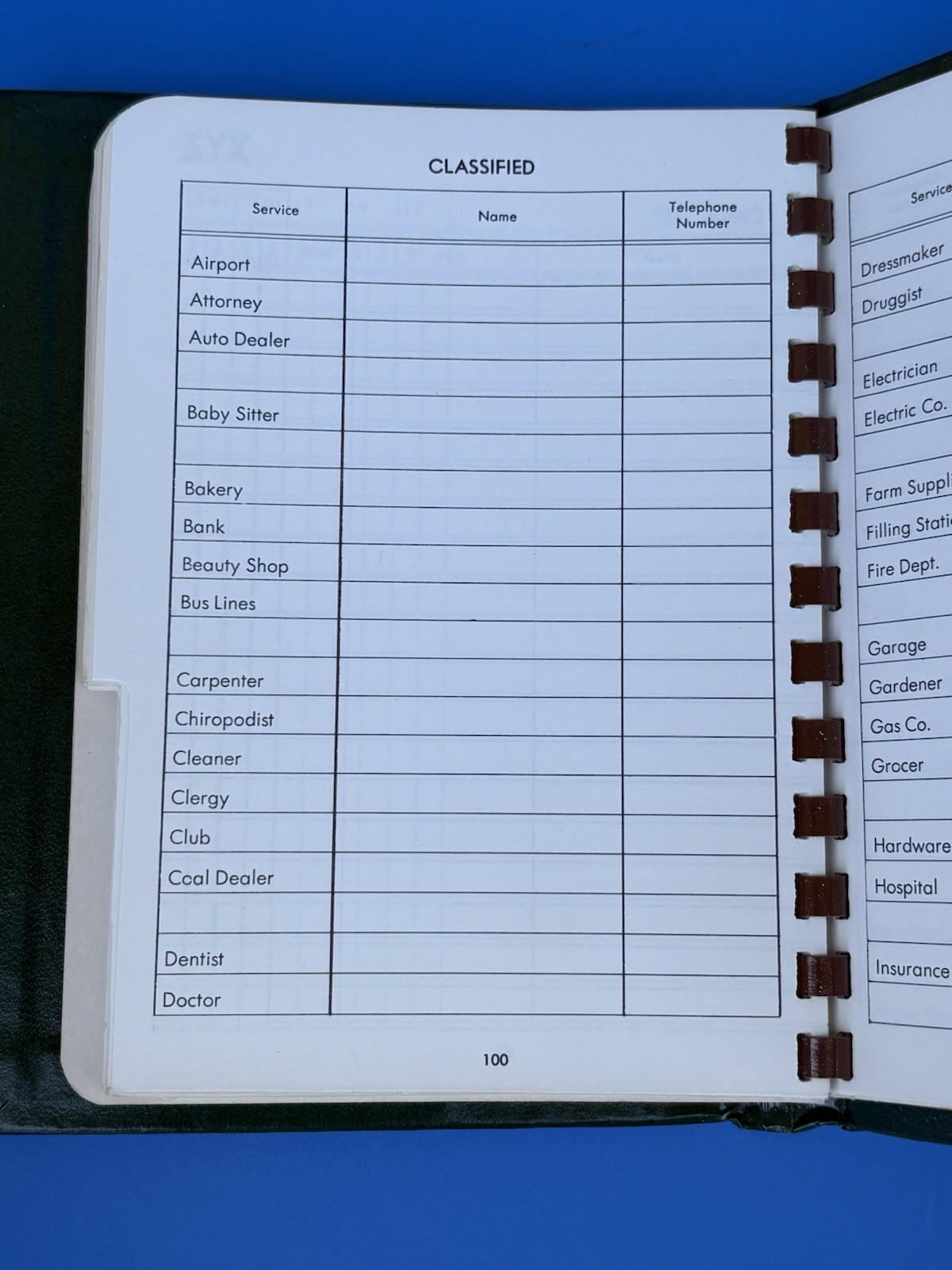 True Vintage 20th Century Addresses Phonebook Planner Dark Green Unused Memo