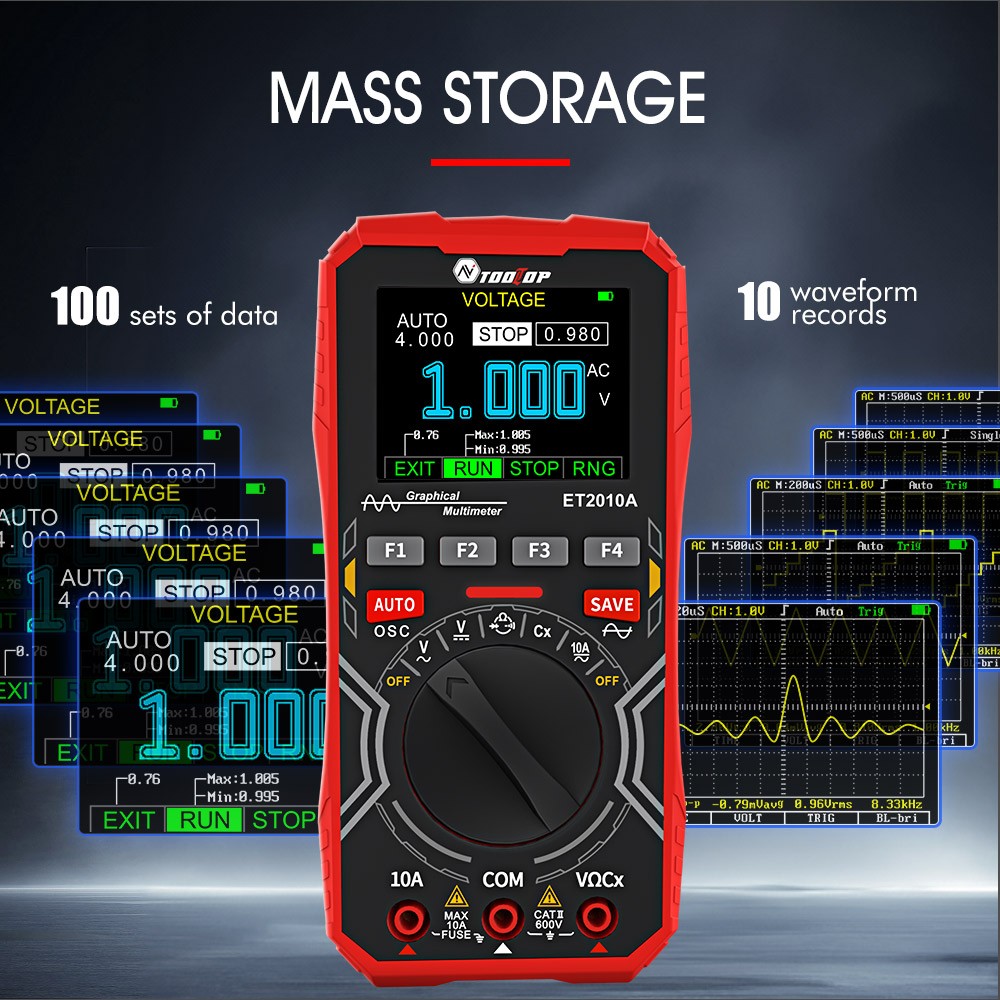 2-In-1 Digital Oscilloscope Multimeter 2.5 Msps, 1 MHz Portable Multifunctional