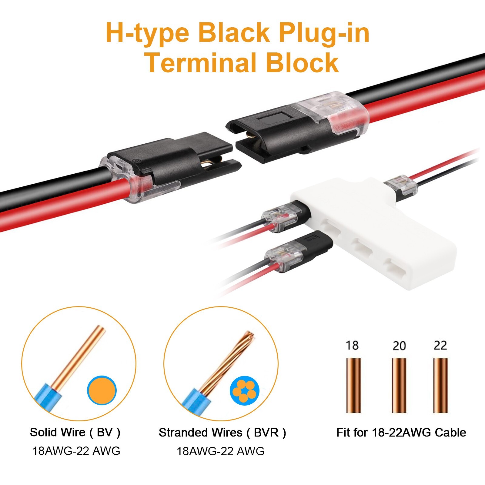 150 PCS Double-Wire Plug-in Cable Snap Connector Terminal Block w Locking Buckle