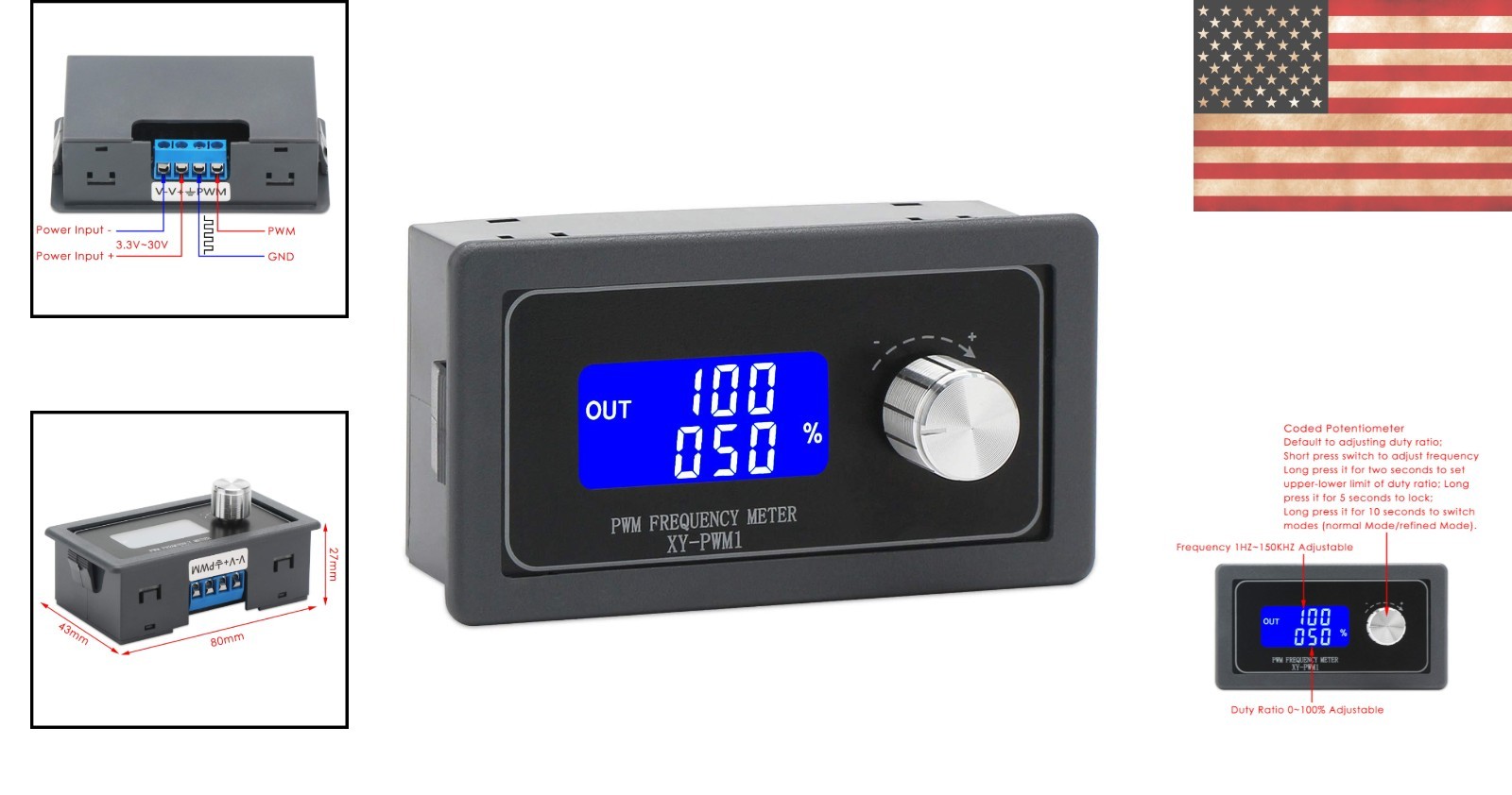 Adjustable Frequency Generator 1Hz-150kHz with LCD Display for Precise PWM Co…