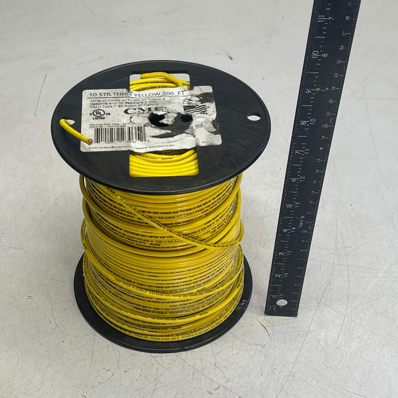 CME Wire & Cable Coated Copper Thhn 10 Str 10 AWG 500′ Yellow E315239