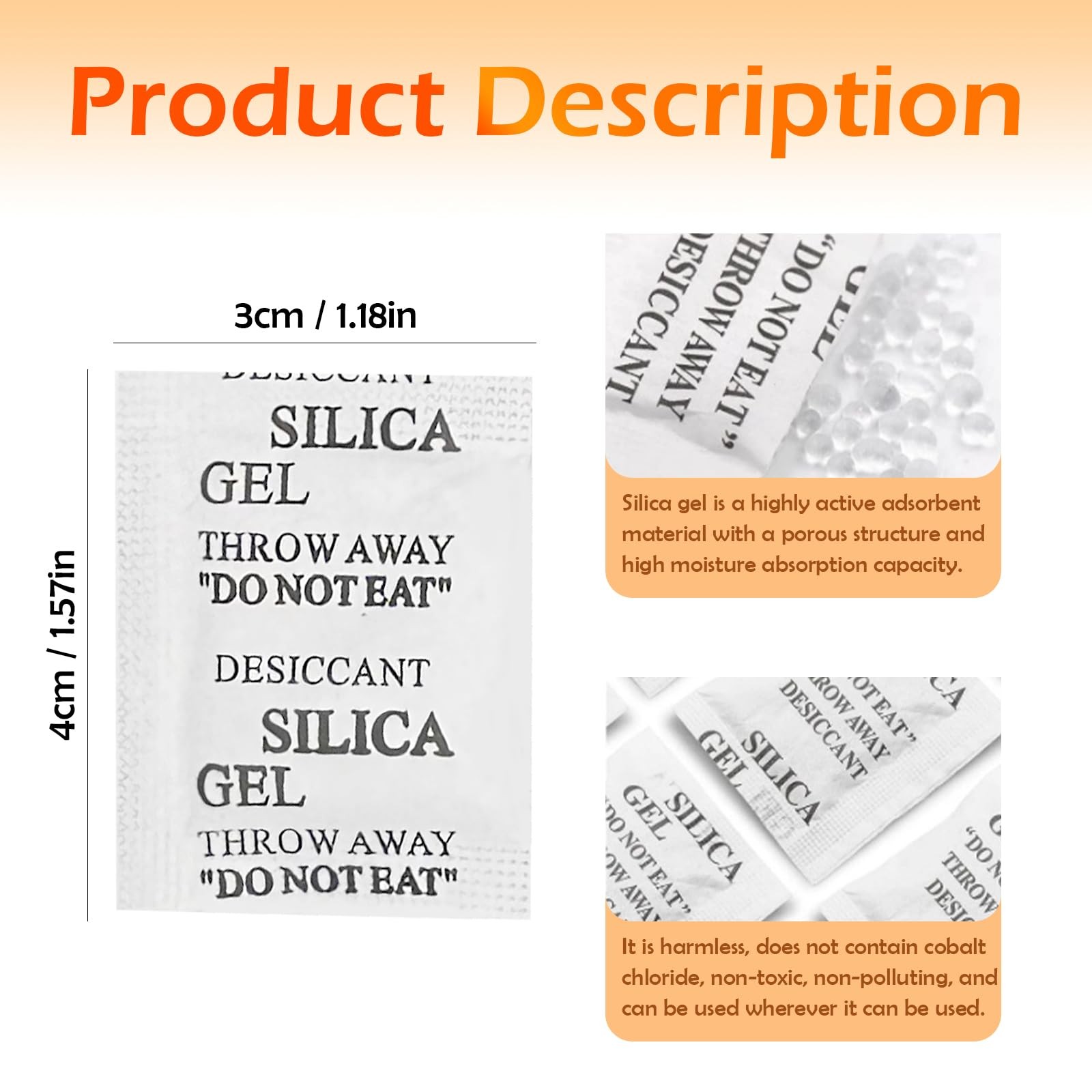 Silica Gel Packets – 100 PCS 2 Gram Desiccant Packs for Storage Dry Packets f…