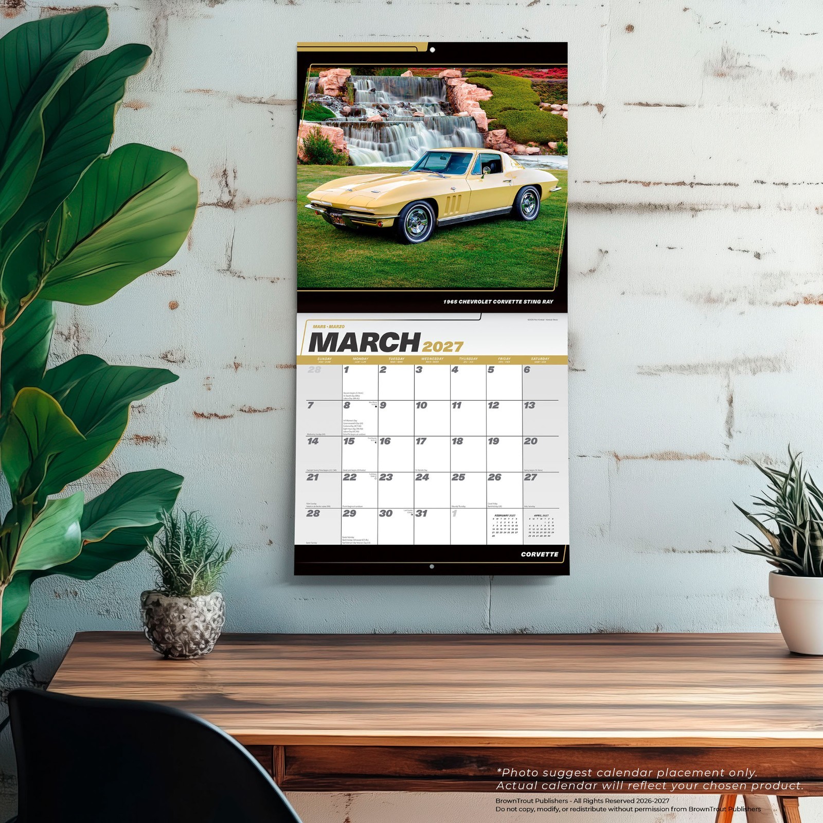 Corvette OFFICIAL | 2027 12×24″ (Hanging) Square Wall Calendar | Plastic-Free