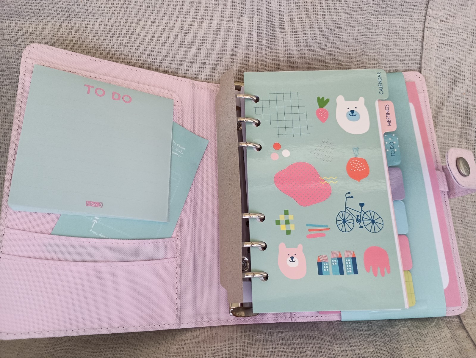 NIB Kikki K Purple Multicolor Spots Canvas Personal Planner Notebook Calendar
