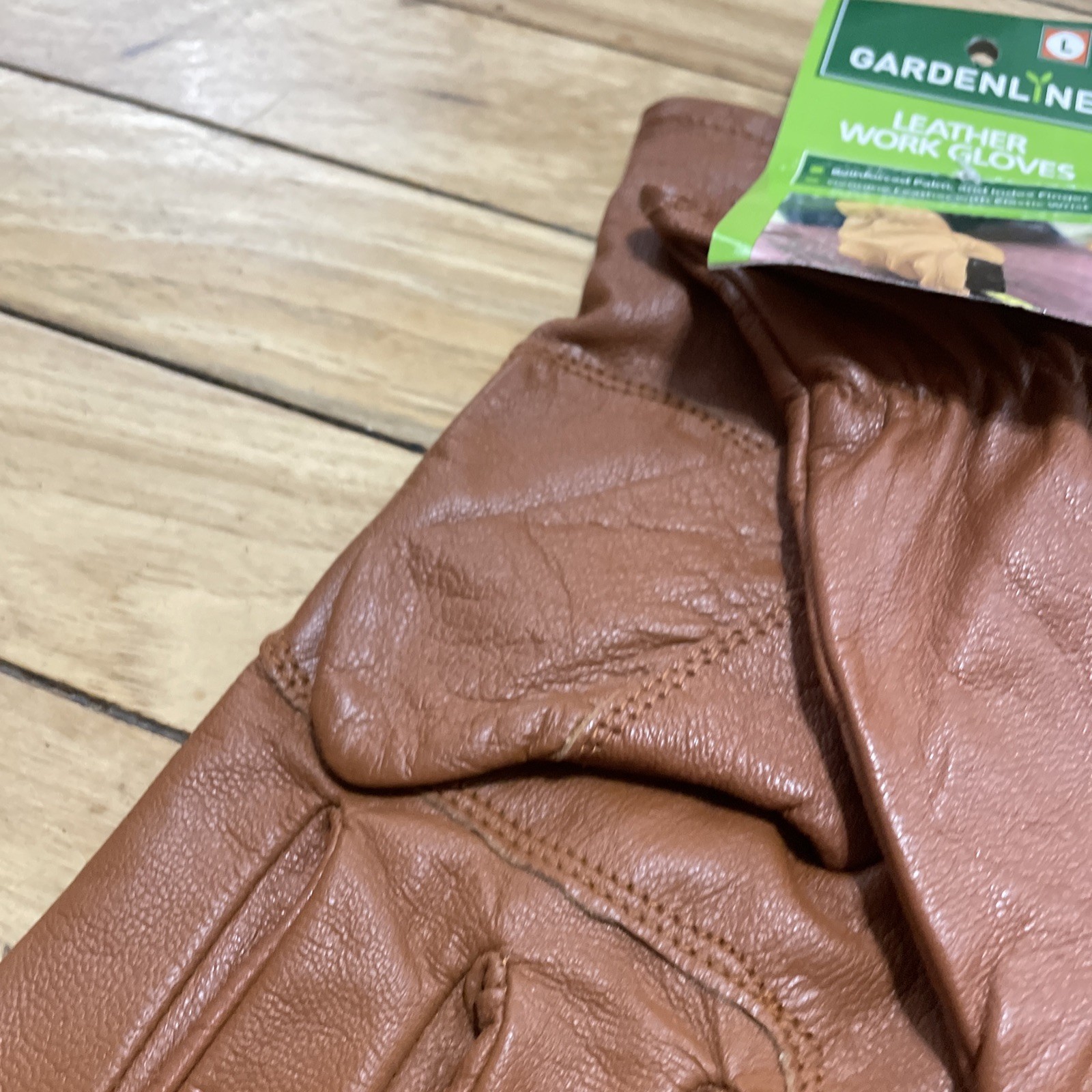 Gardenline New Leather Work Gloves Adult Large Brown Garden Hike Ride Western
