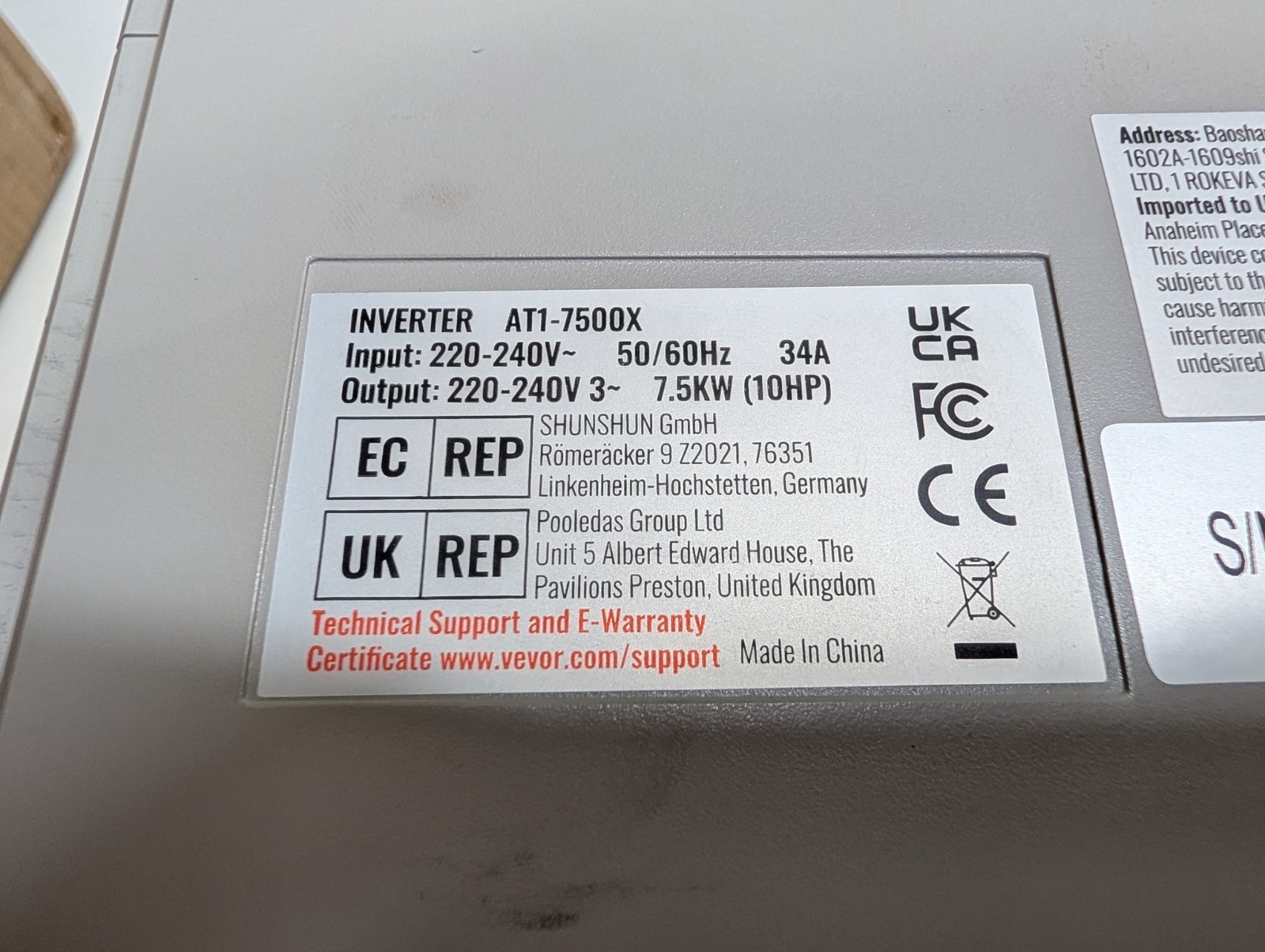 7.5KW 10HP Variable Frequency Drive VFD for 3-Phase Motor Speed Control