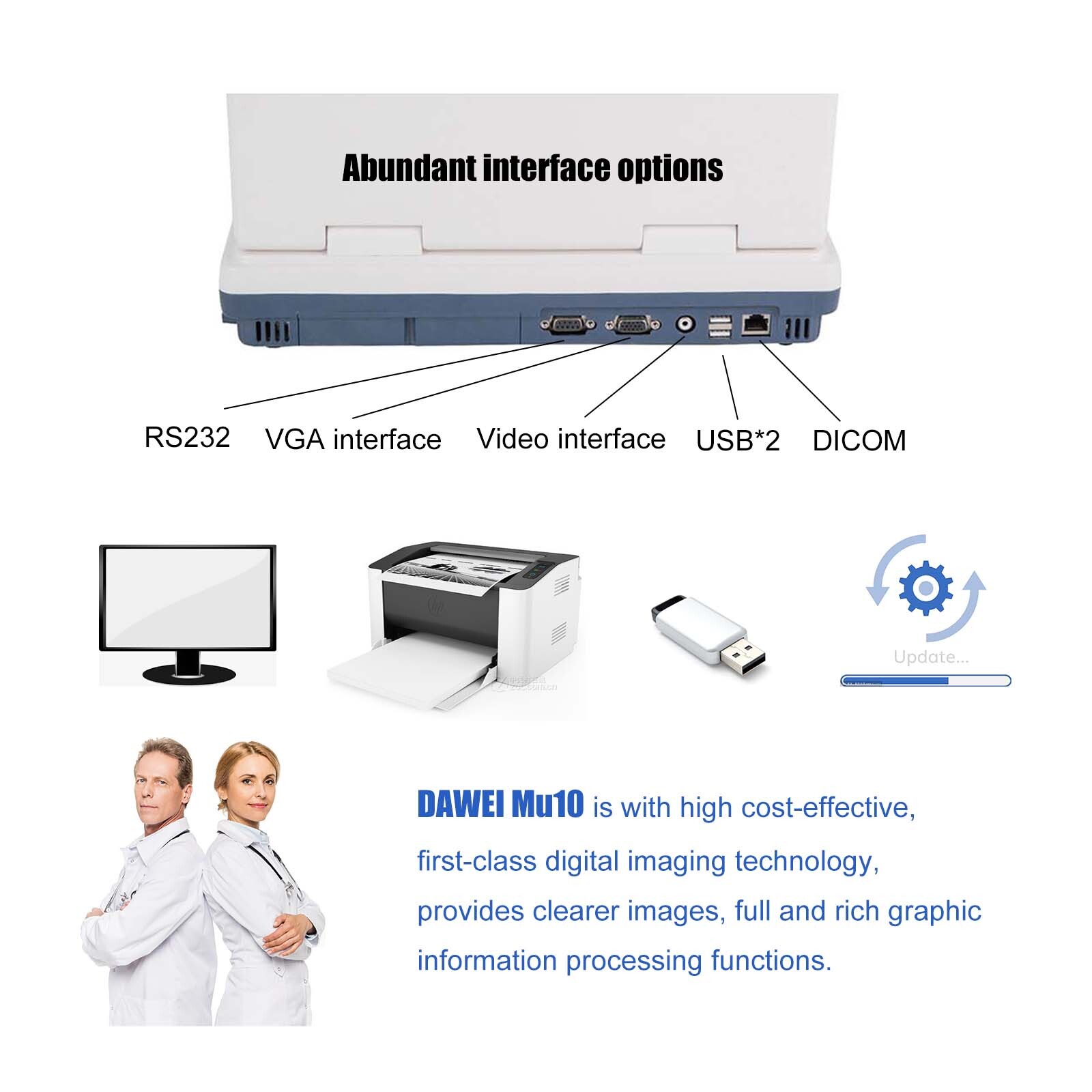 DAWEI Laptop Vet Ultrasound Machine Scanner Convex For Horse,Cow,Large Animals