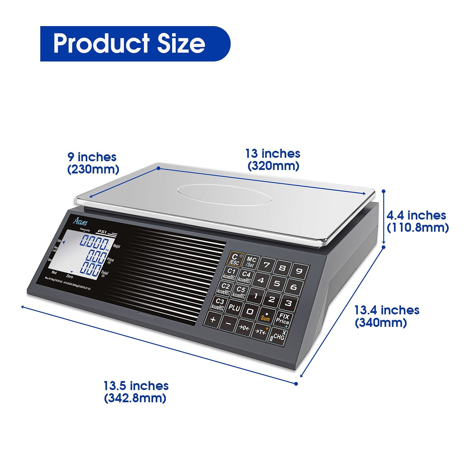 ACLAS Digital Price Computing Scale NTEP Certified Legal for Trade 30lbs 0