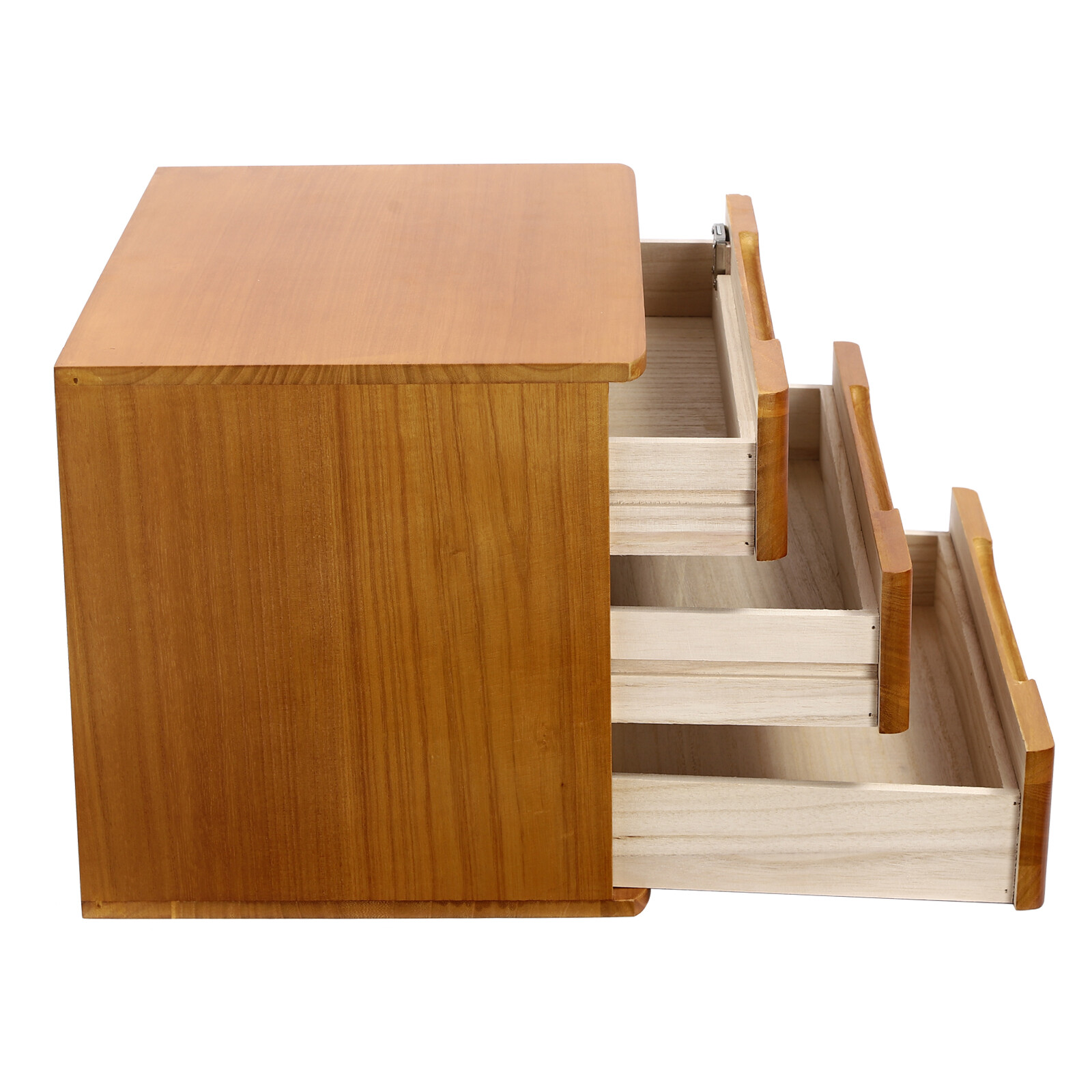 Wooden Desktop Storage Box 3-Tier Desk Organizer w/ Lockable Drawers 30kg max.