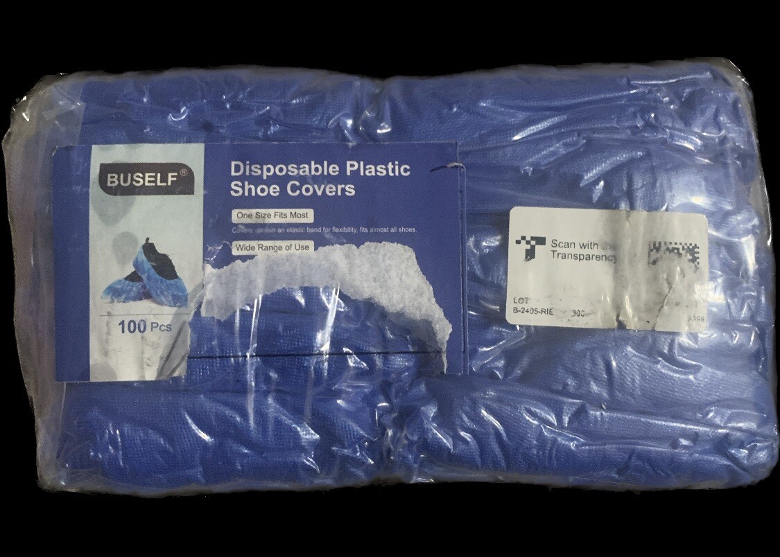 100pcs Home/Hotel Disposable PE Plastic Shoe Covers Blue Dust Proof &Waterproof