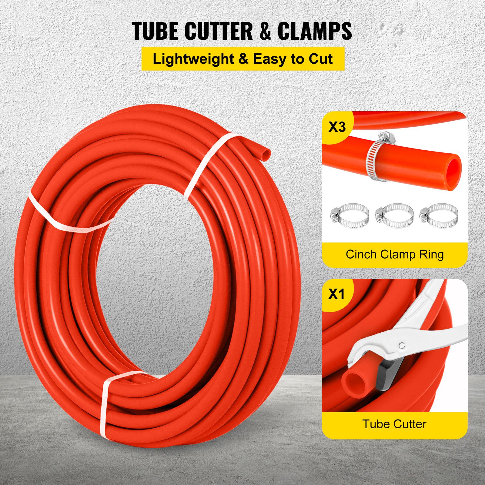VEVOR 1/2″x300ft Pex Tubing Oxygen Barrier Red Pex-B Pipe Htg/Plbg/Potable Water