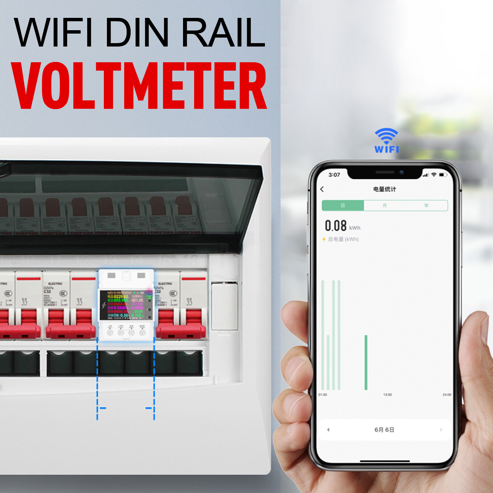 AC110V 220V Smart Life Din Rail WIFI Smart Energy Meter Timer Power 100A 50/60Hz