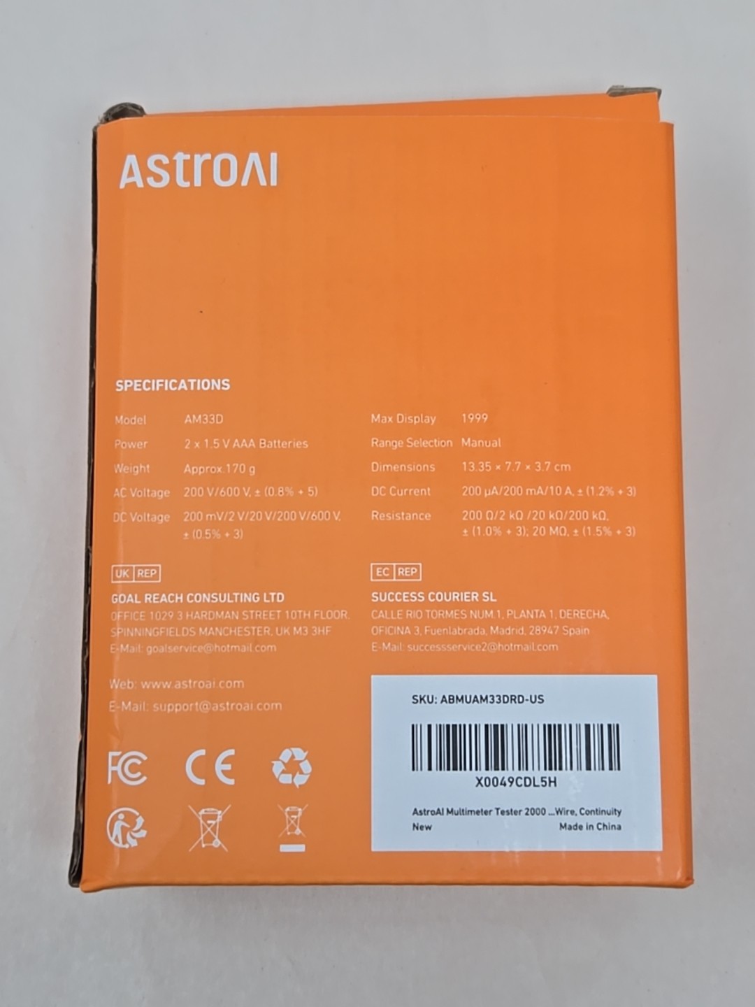 Astro AI AM33D Digital Multimeter 2000 Counts