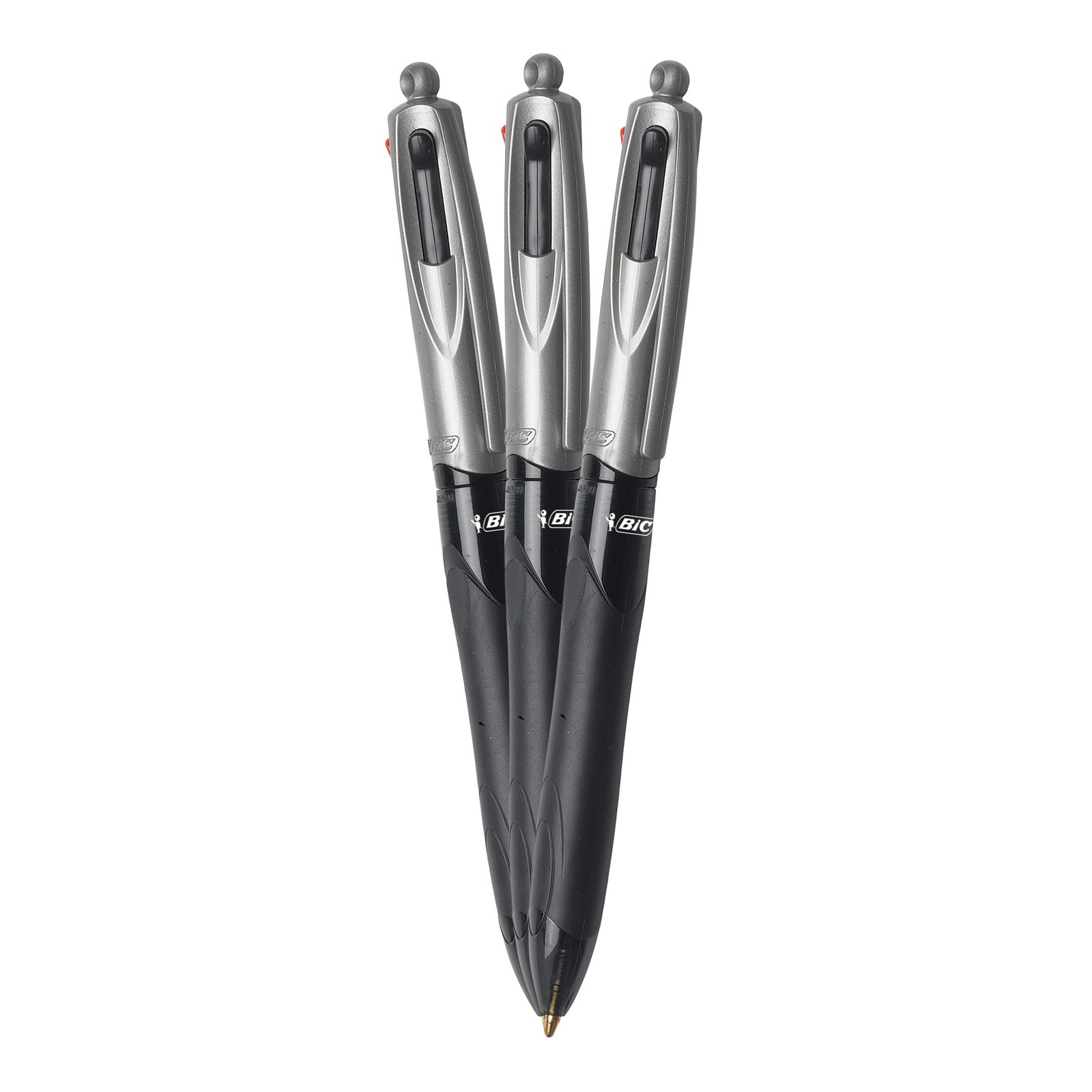 BIC 4-Color Grip Retractable Ball Pens, Medium Point, 12-Count Pack