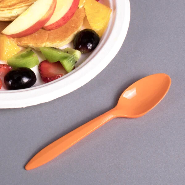 Karat PP Plastic Medium Weight Tea Spoons – Orange – 1,000 ct, U2008 (Orange)