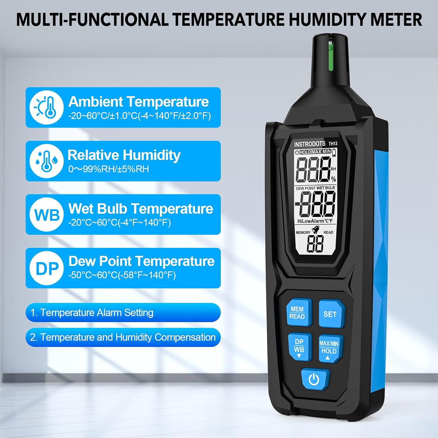 Temperature Humidity Meter, High Precision Digital Psychrometer Hygrometer