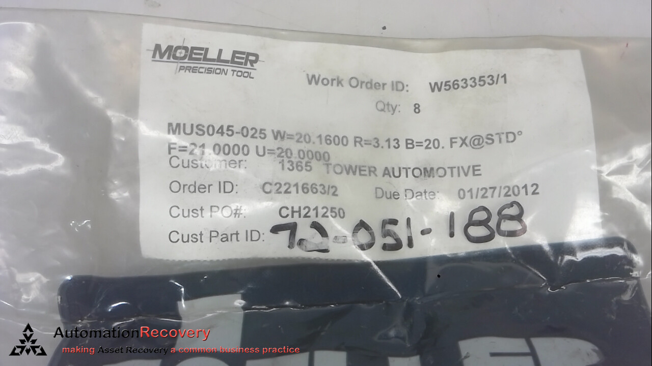 MOELLER PRECISION TOOL MUS045-025 ,PRESS FIT BUTTON,, SEE DESC #268679