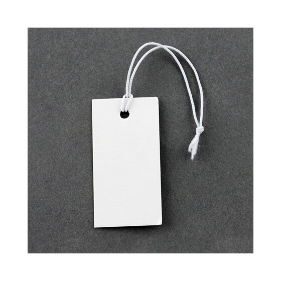 500 PLAIN WHITE Blank Price TAGS Paper 1-1/4″ with Elastic String ~ Inventory