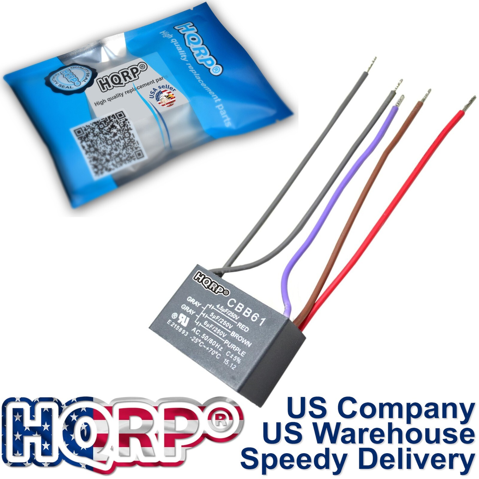 Capacitor for Harbor Breeze Ceiling Fan 4.5uf+5uf+6uf 5-Wire CBB61 Replacement
