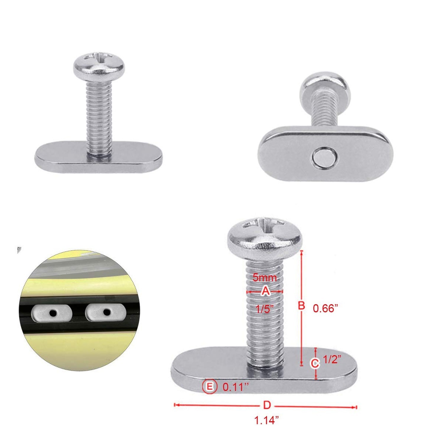 4 Pcs Rail Track Screws Track Nuts Stainless Steel Screws Nuts Hardware Repla…