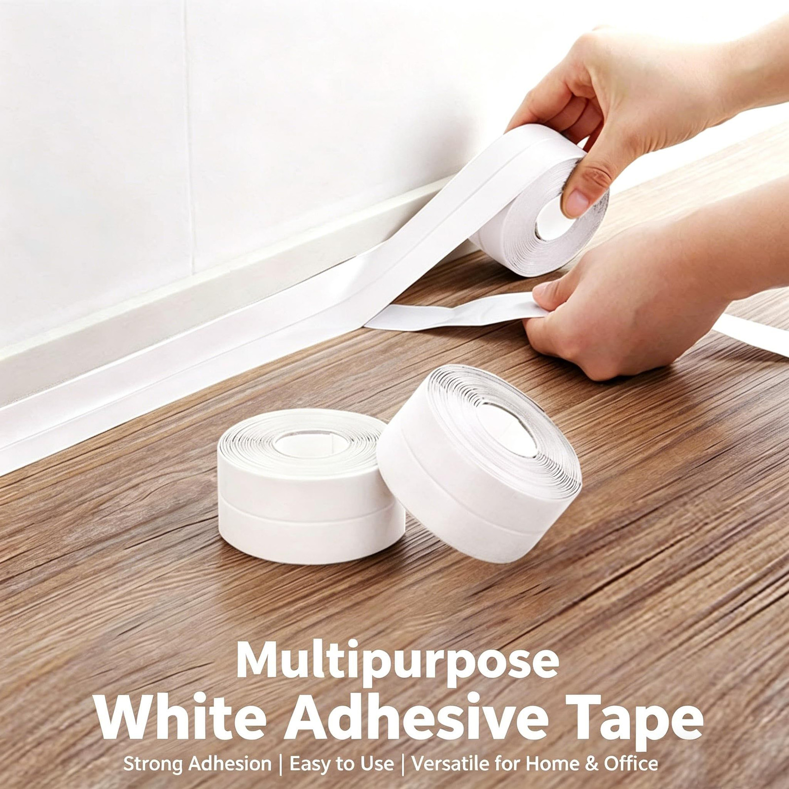 Waterproof Caulk Tape, Self-Adhesive Sealing Tape for Bathtub, Shower, White