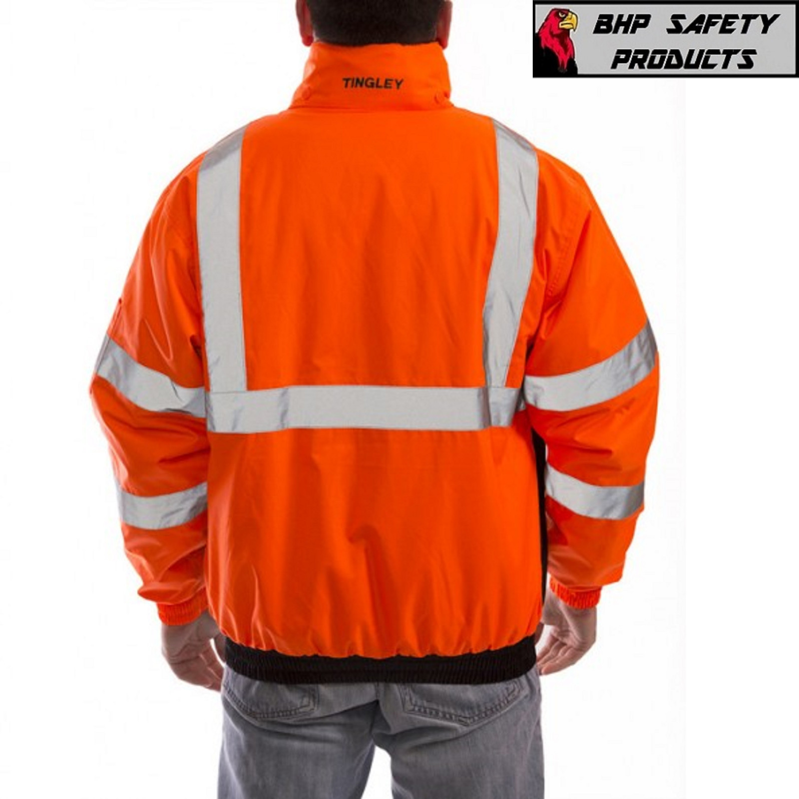 Hi-Vis Insulated Safety Bomber Reflective Jacket Coat HIGH VISIBILITY ORANGE
