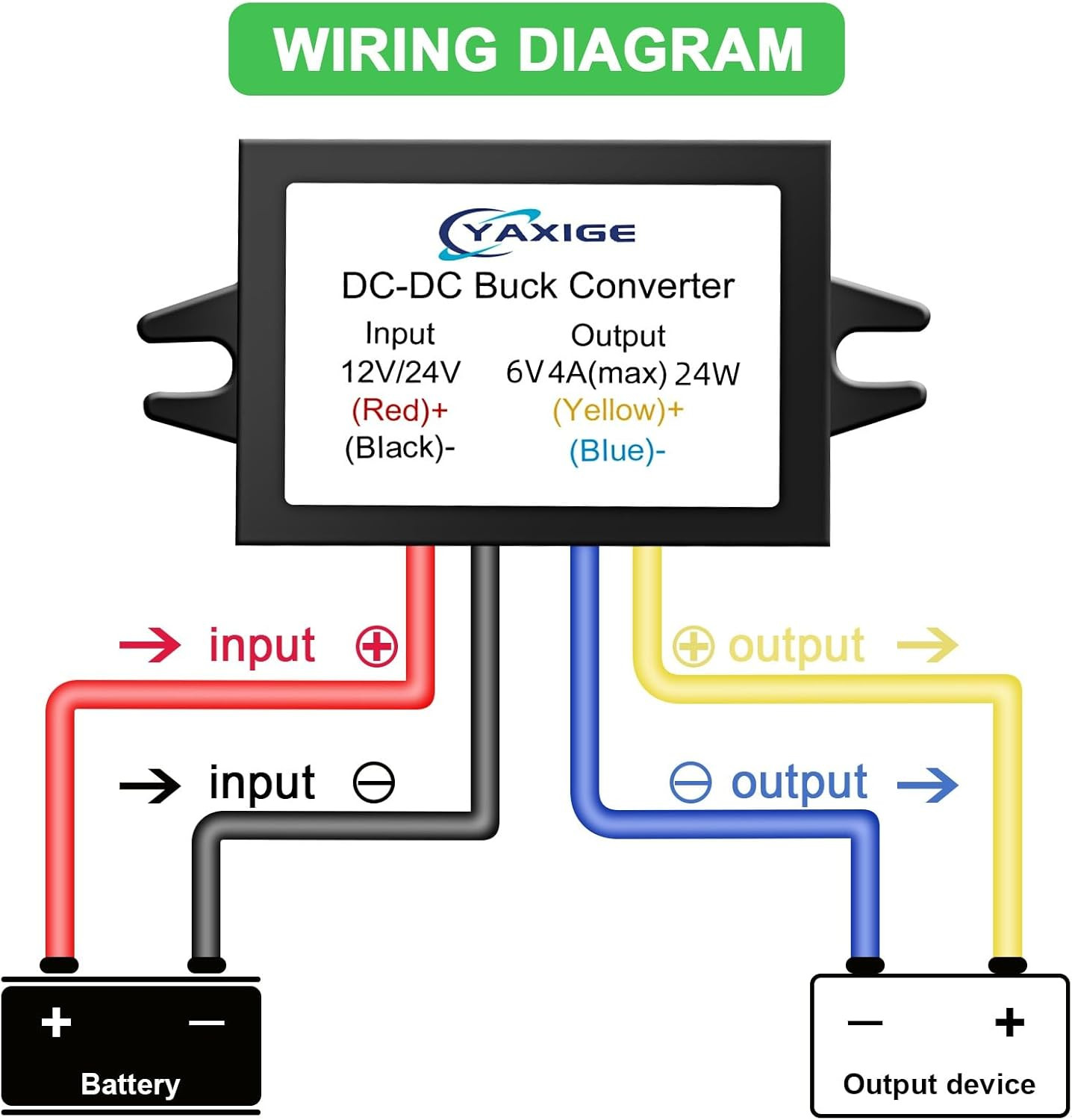 DC-DC 6V 4A 24W (Maximum) 12V 24V to 6V Step-Down Converter, Step-Down Regulator