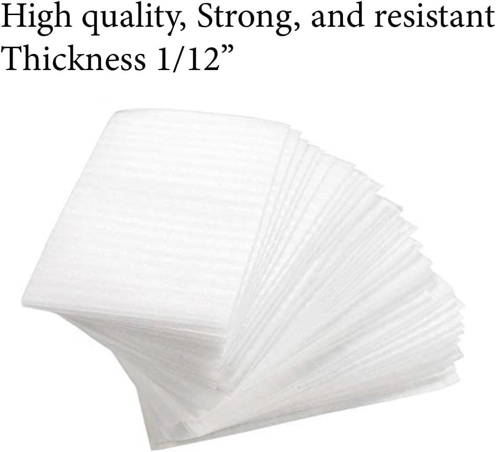 50 Pack Thickened Foam Pouches 7.5X12 Inch, Glass & Mug Cushion Foam Wraps
