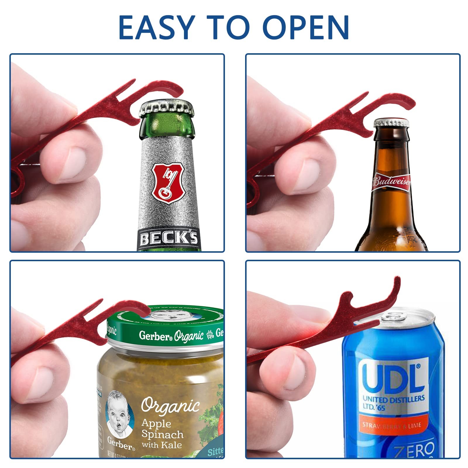 Litoexpe 16Pcs Colorful Beer Bottle Openers Premium Metal Keychain
