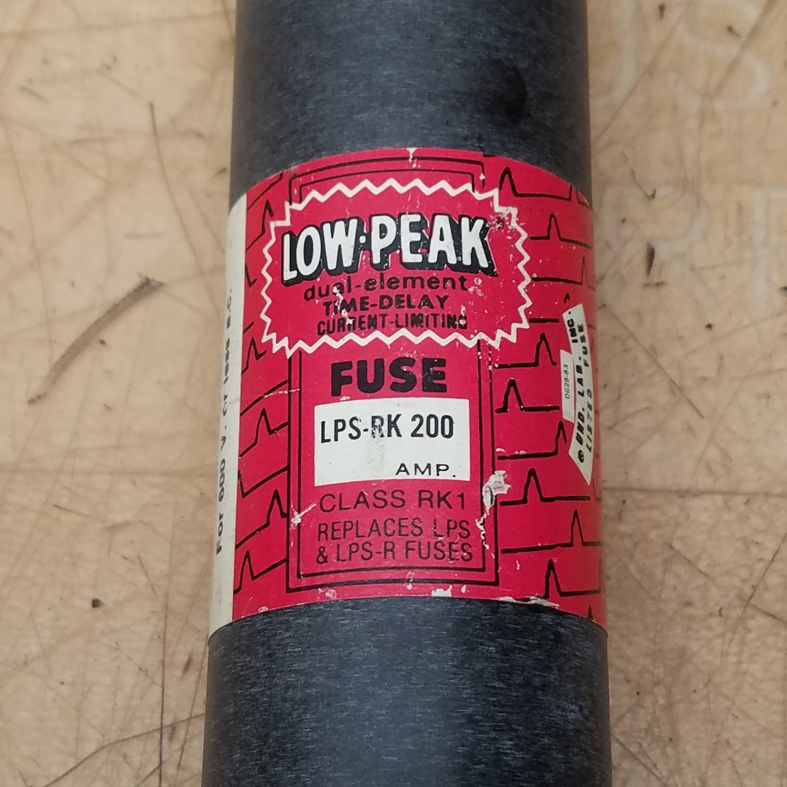 Buss LPS-RK-200 Dual-Element Time-Delay Fuse, 200A, Class RK1, 600Vac, Long Body