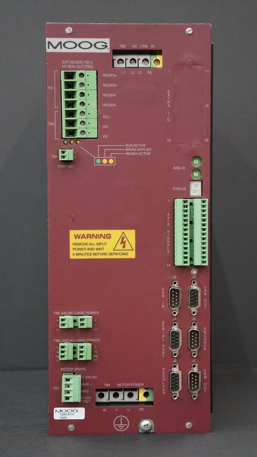 MOOG T200-610C-0A81 Programmable Servo Drive, 15kW, 325 VDC