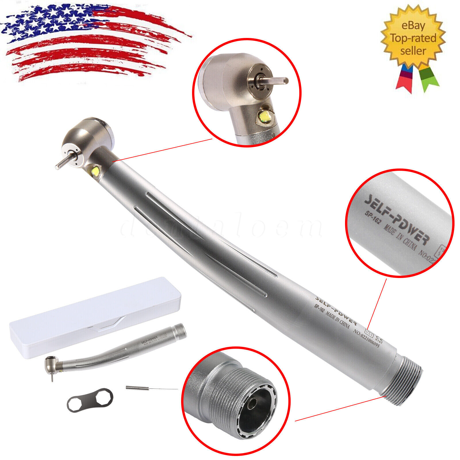 NSK Style Dental Fiber Optic LED High Speed Handpiece Turbine 2-Hole Self Power