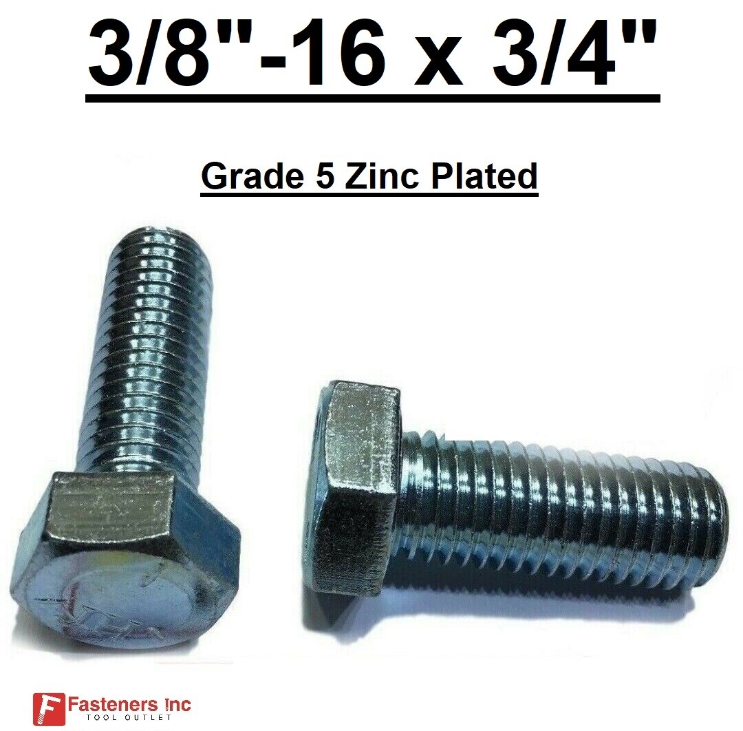 3/8-16 x 3/4″ (FT) Hex Bolt Zinc Plated Grade 5 Cap Screw Coarse Thread
