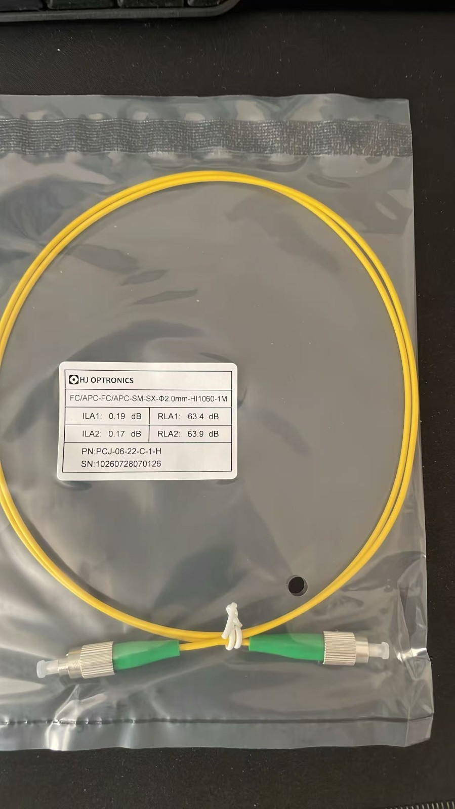 HJ Optronics HI-1060 fiber jumper 2.0mm cable 1.0m FC/APC-FC/APC Patch Cord