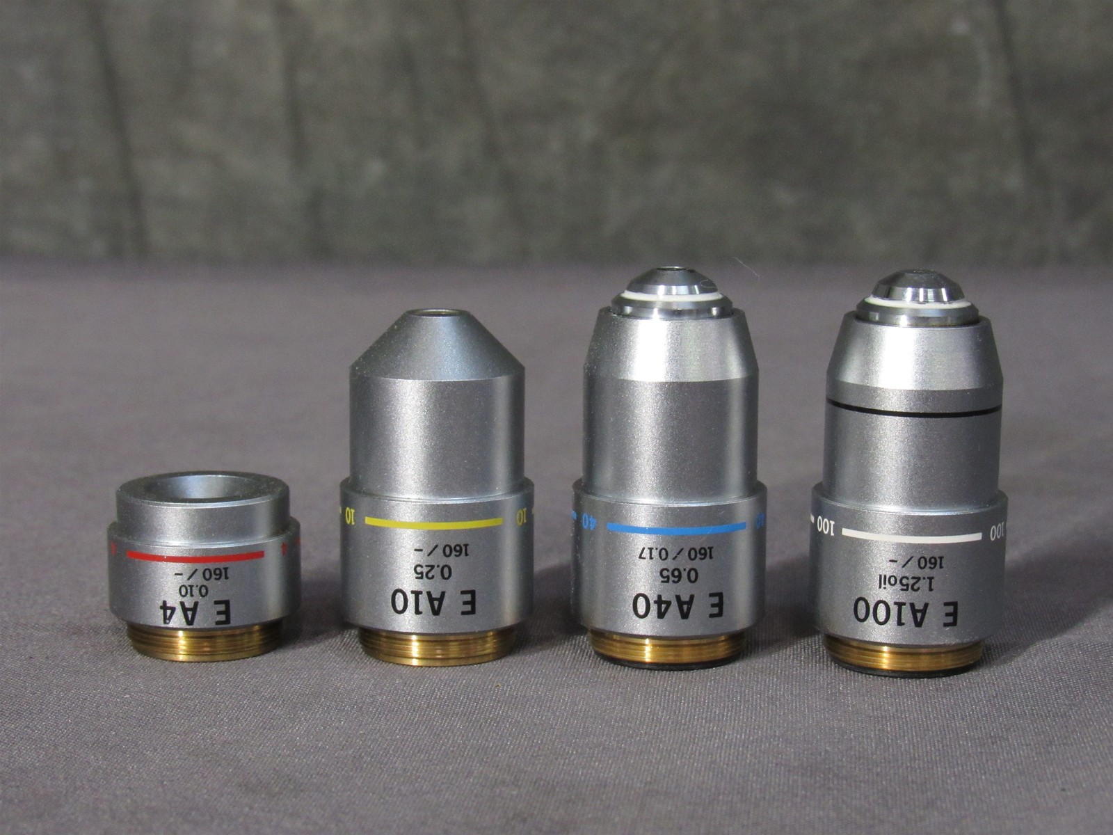 * Lot of 4 Olympus CH-Series Microscope Objectives; 4x 10x 40x 100X
