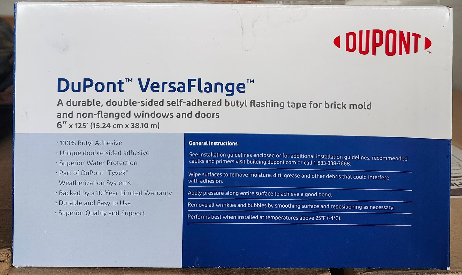 Dupont Versa Flange Double Sided 6″x125′