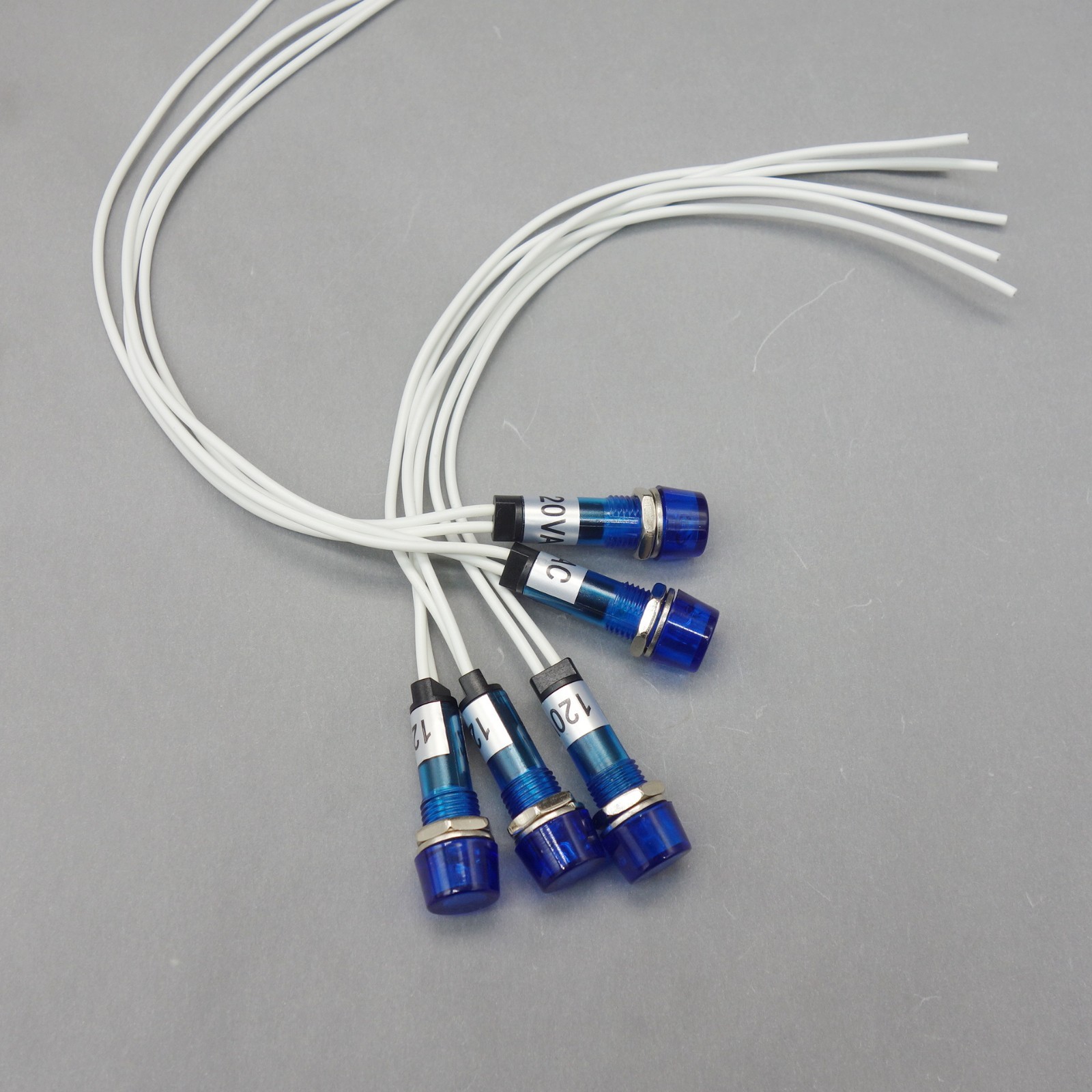 10Pcs 120V AC/DC 10mm Blue Mini LED Pilot Lights CYLINDRICAL Cap with wire USKY3
