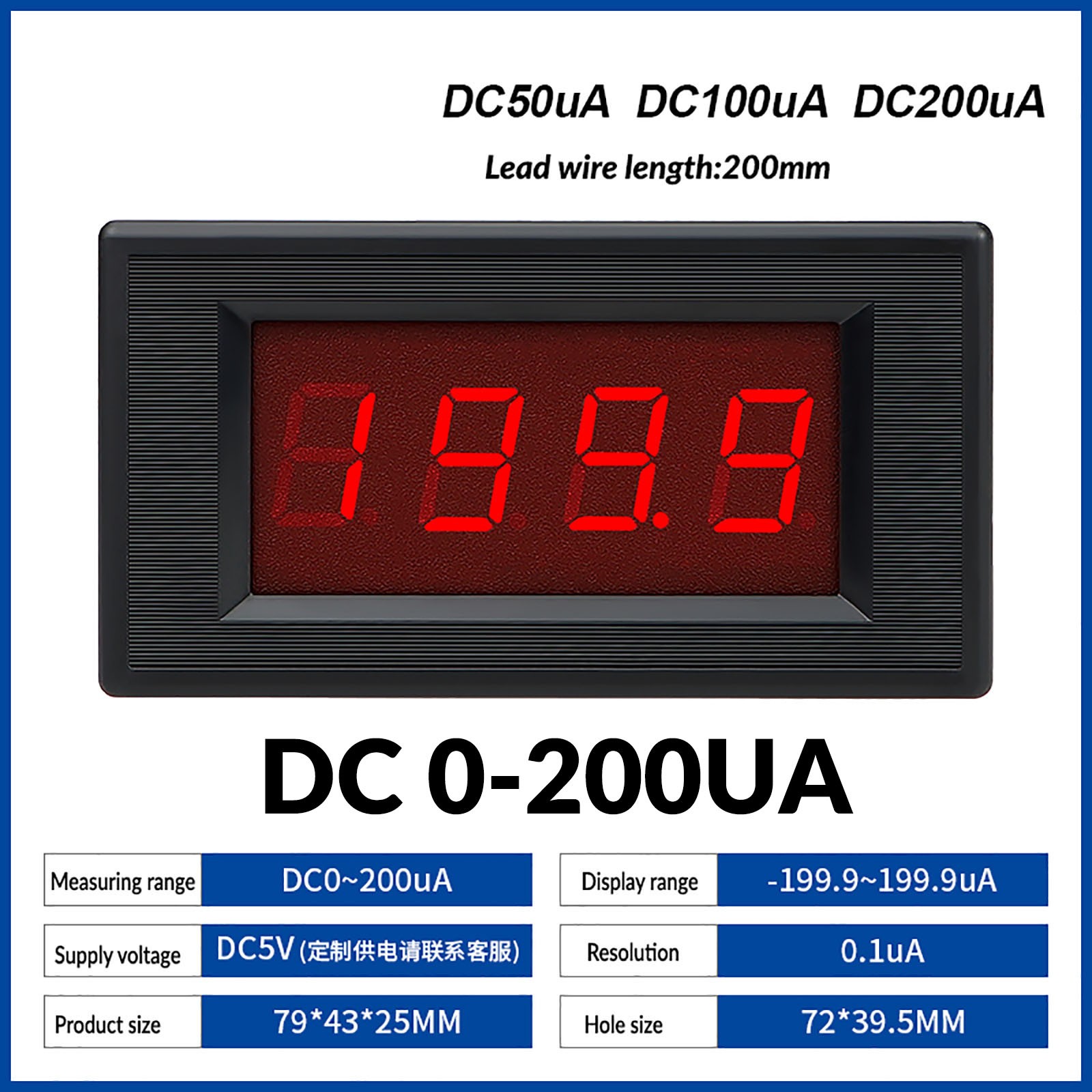 DC 0-1000V/1000A Digital Voltmeter Ammeter 3Digit LED display Tester Panel/Shunt