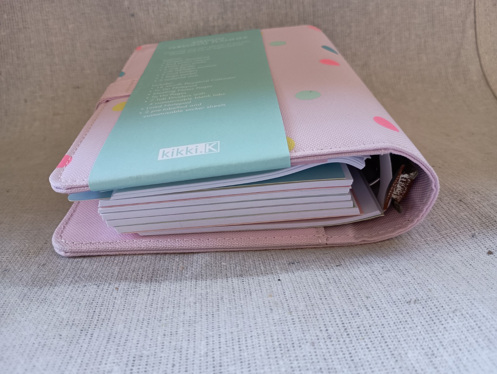 NIB Kikki K Purple Multicolor Spots Canvas Personal Planner Notebook Calendar