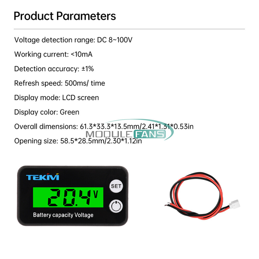 6136B LCD Battery Capacity Indicator Voltmeter Low Voltage Alarm High Precision