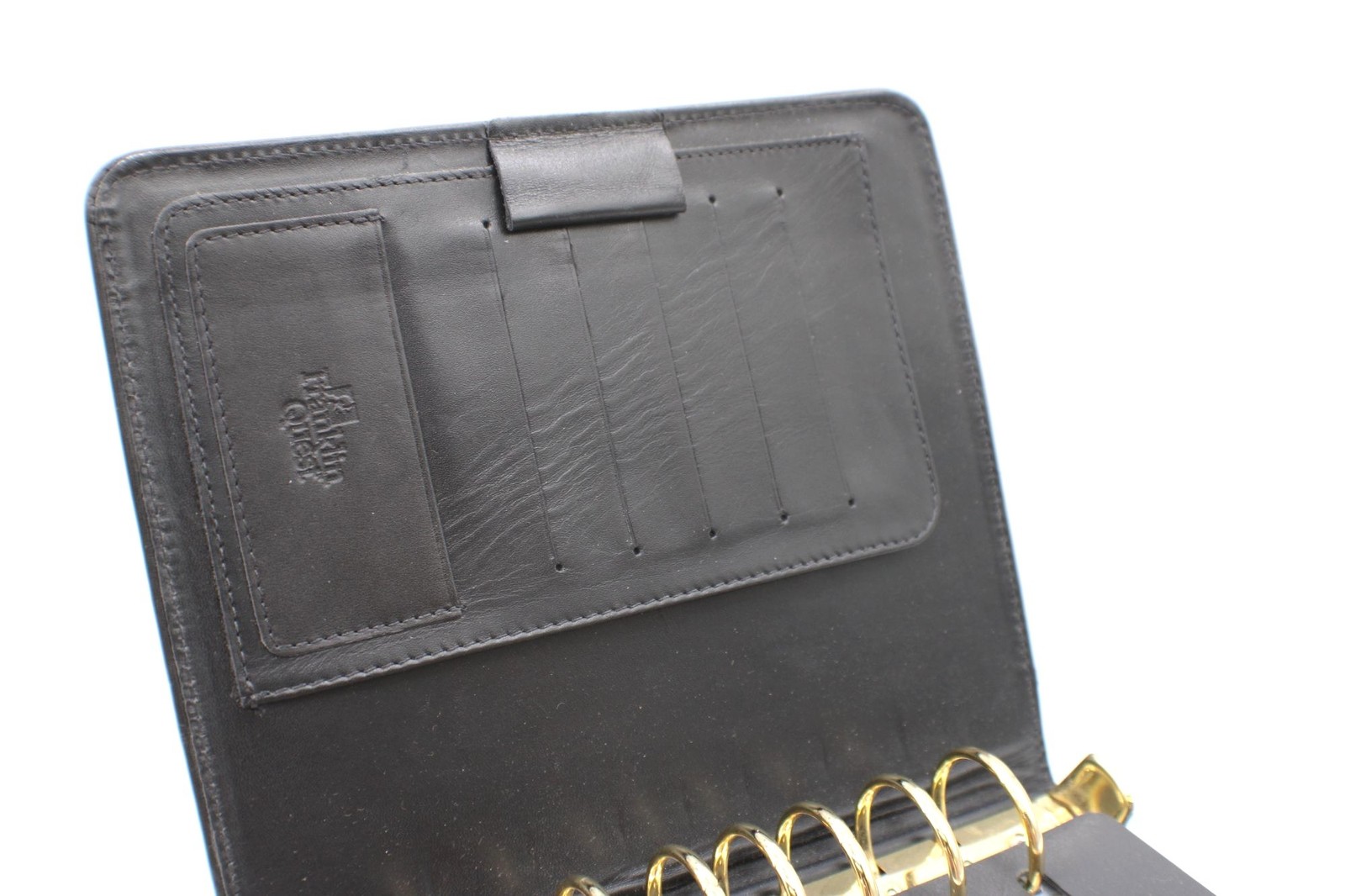 Black Leather Franklin Quest Planner Organizer Planner 7-Ring Binder Card Slots