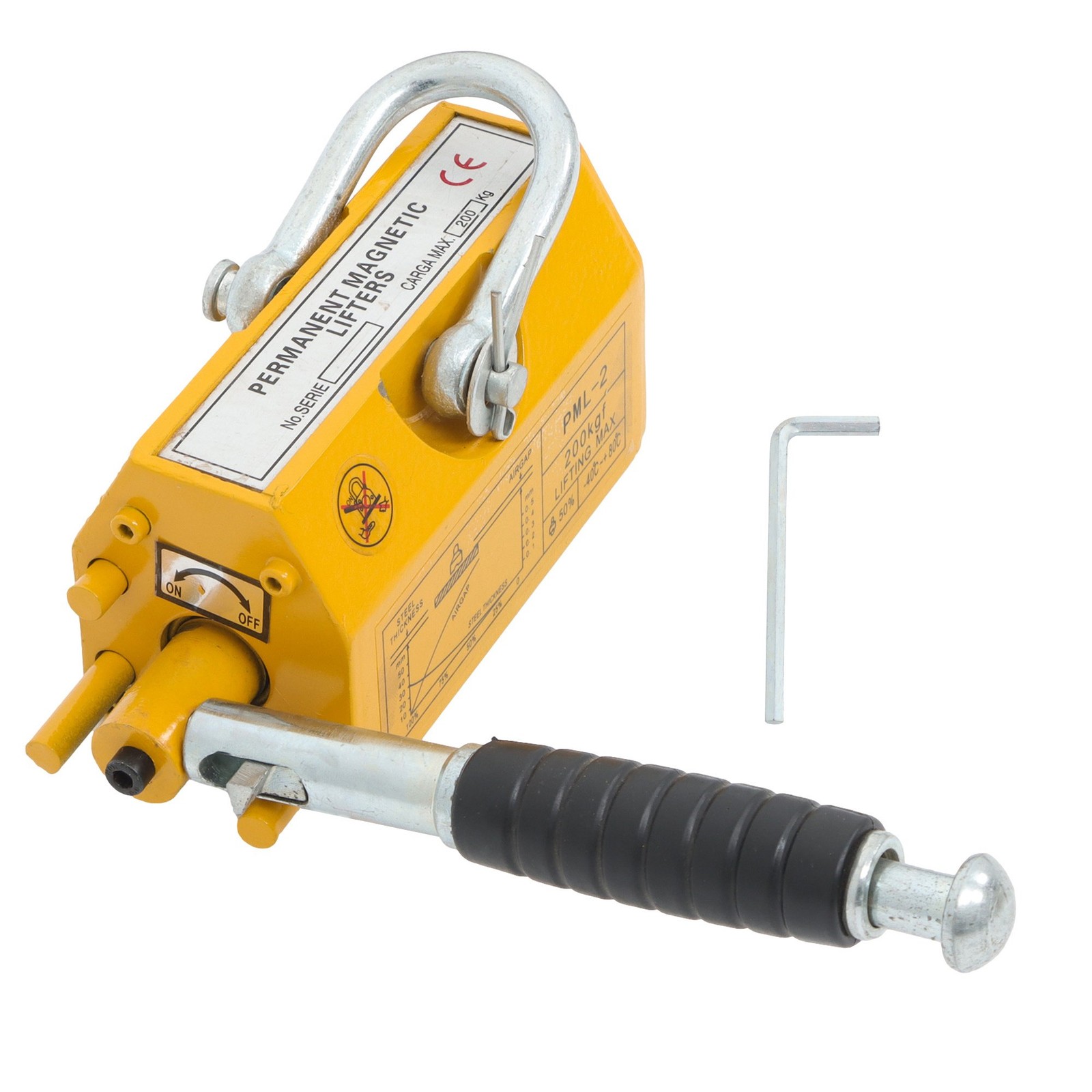440lbs/200kg Permanent Magnetic Lifter 2.5 Safety Factor Lifting Magnet Yellow