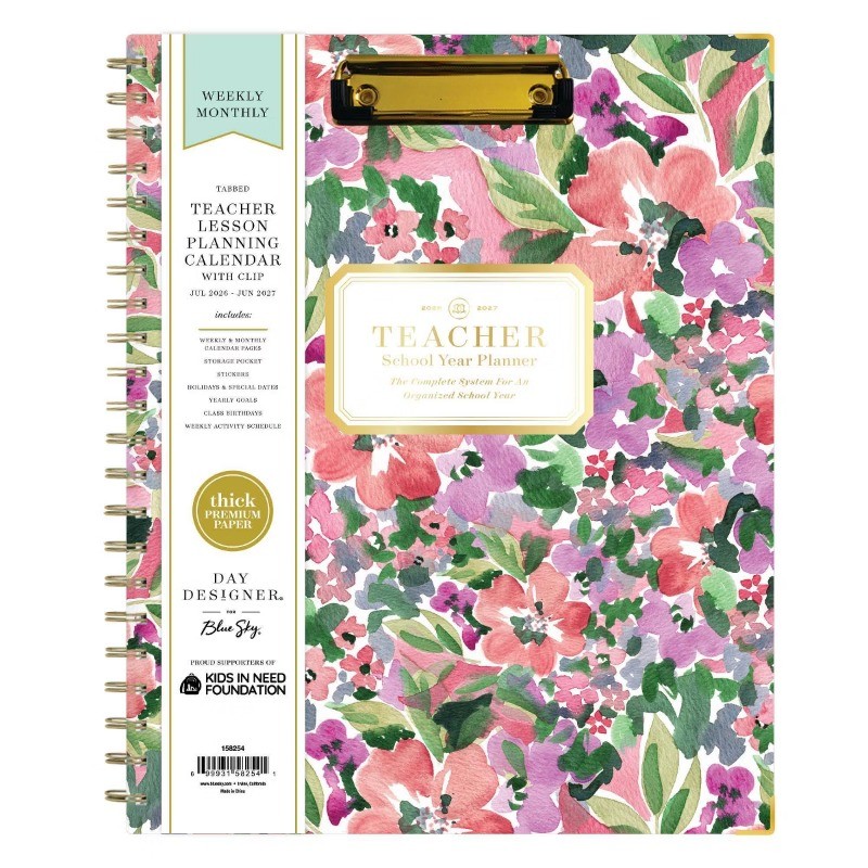 Blue Sky 8.5″x11″ 2026-2027 Weekly/Monthly Day Designer Teacher Lesson Planner