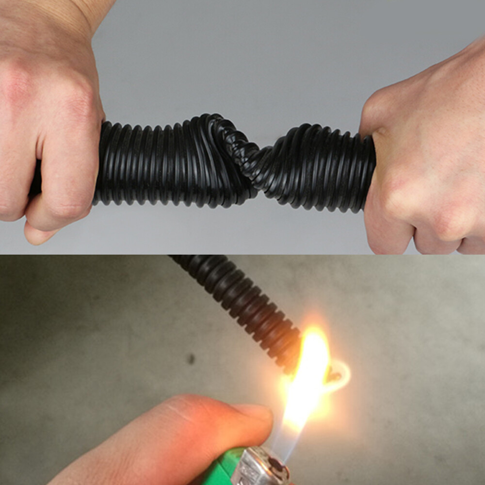 Split Wire Loom A/C line Flexible Conduit Black Heat Resistant Corrugated Tubing
