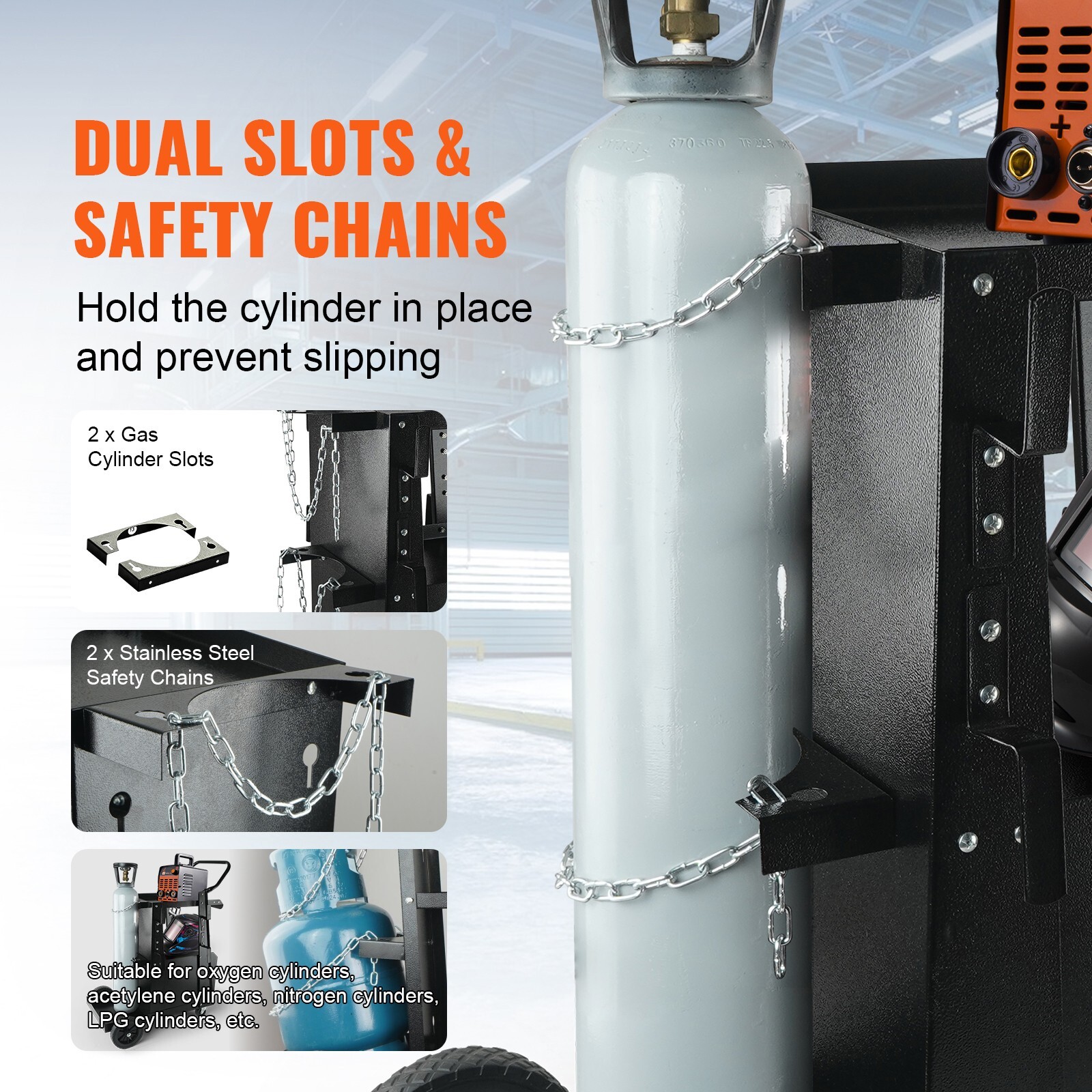 Welding Cart 2-Tier 265LBS Welder Cart with Anti-Theft Lockable Cabinet