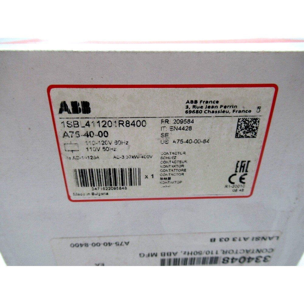Brand New A75-40-00 Contactor 24V、110V 50Hz / 110-120V 60Hz、220-230V