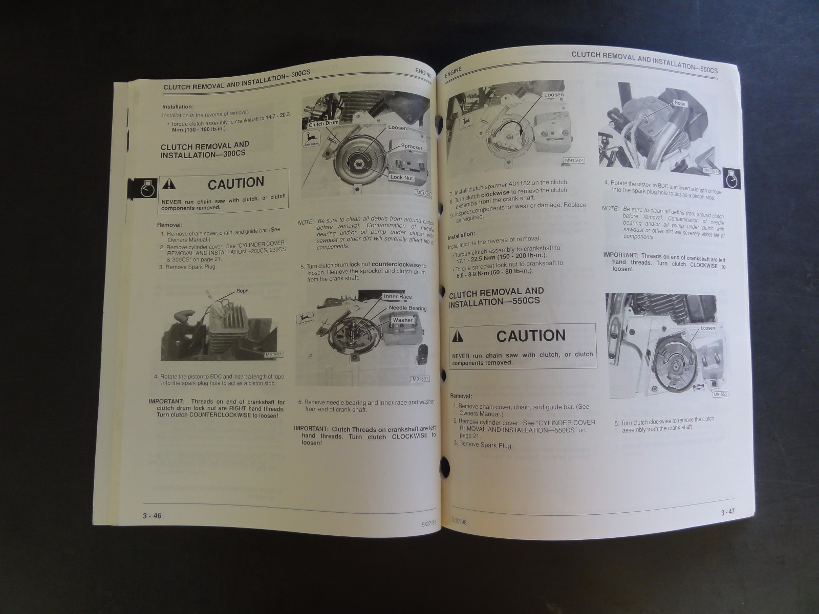 John Deere 200CS 230CS 300CS 550CS Chainsaws Technical Manual TM1750