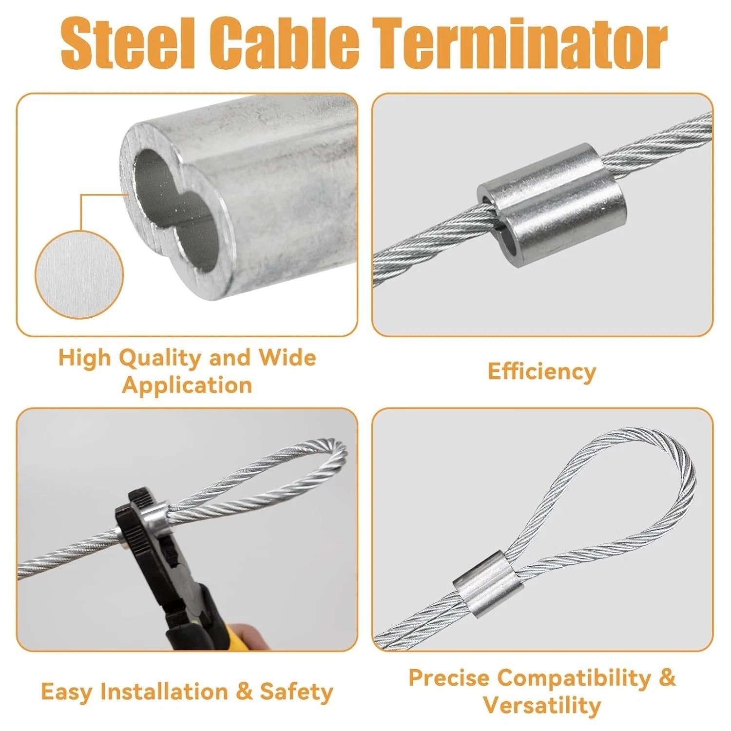 1/8″ (3Mm) Aluminum Crimping Loop Sleeve for Wire Rope, Cable Ferrule (100Pcs)