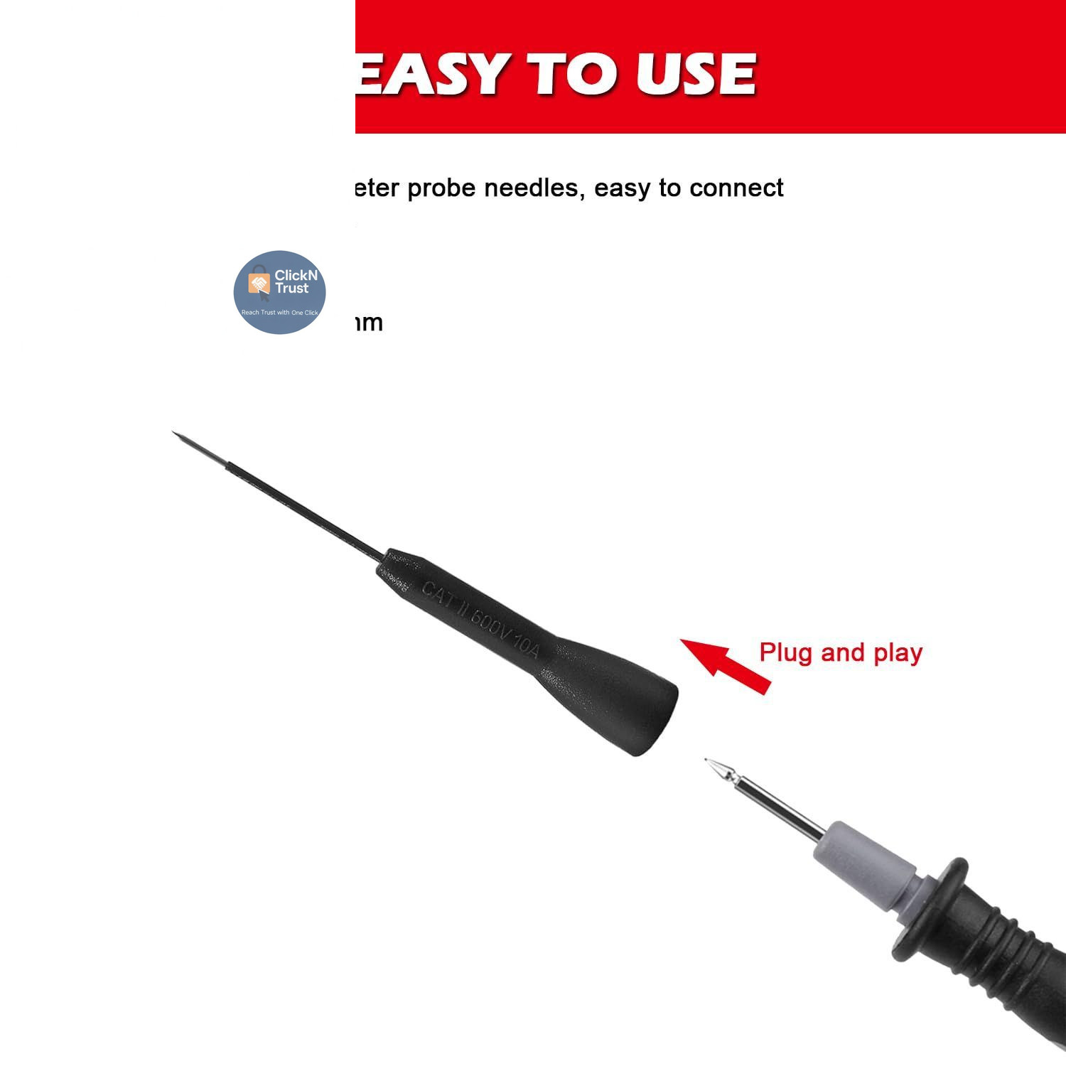 ALMOCN 8PCS 2mm Extended Needle Test Probes 600V/10A Non-Destructive Red